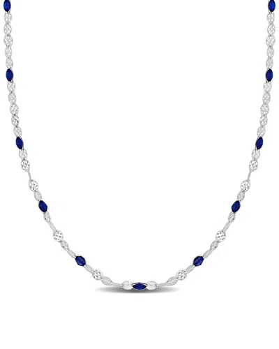 Italian Silver Station Necklace In Multi