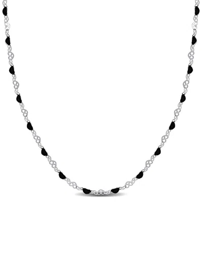 Italian Silver Station Necklace In Black