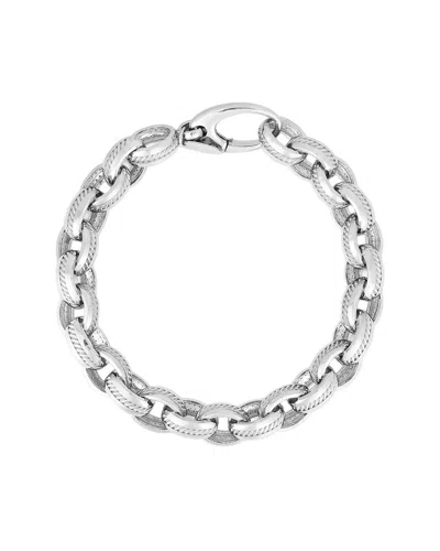 Italian Silver Sterling Silver Men's Link Bracelet In Metallic