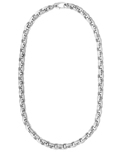Italian Silver Sterling Silver Men's Link Necklace In Metallic