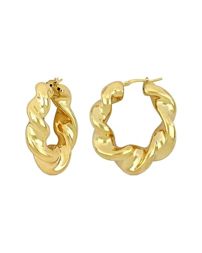 Italian Silver Twisted Hoops In Gold