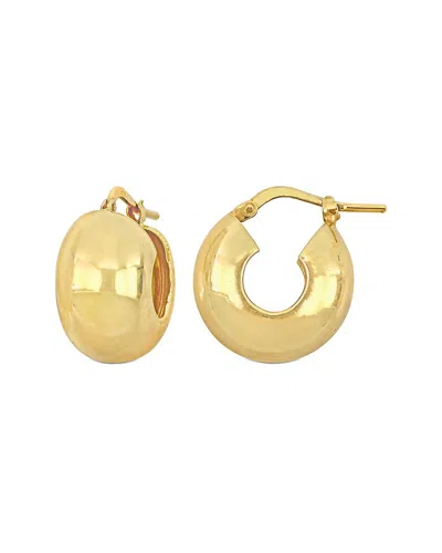 Italian Silver Wide Huggie Earrings In Gold