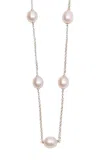 Italic 14k Solid Gold Cultured Pearl Station Necklace