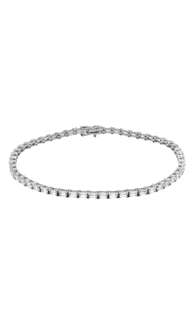 Italic 14k Solid Gold Diamond Baguette Tennis Bracelet In White