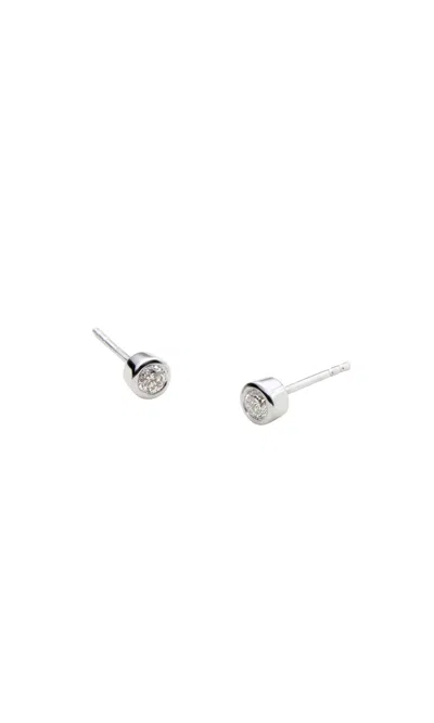 Italic 14k Solid Gold Diamond Bezel Studs In White