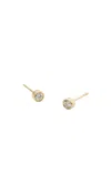 Italic 14k Solid Gold Diamond Bezel Studs