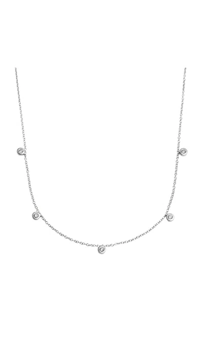 Italic 14k Solid Gold Diamond Five-stone Bezel Necklace