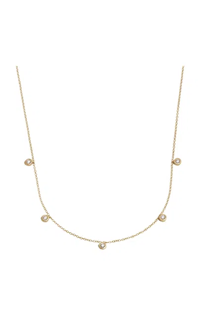 Italic 14k Solid Gold Diamond Five-stone Bezel Necklace