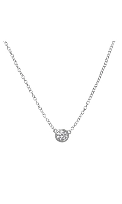 Italic 14k Solid Gold Diamond Solitaire Bezel Necklace In White