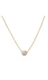 Italic 14k Solid Gold Diamond Solitaire Bezel Necklace