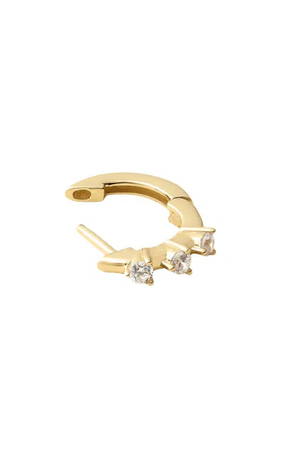 Italic 14k Solid Gold Diamond Three-stone Huggie Earrings