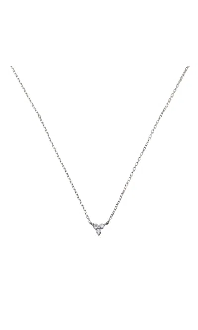 Italic 14k Solid Gold Diamond Triplet Necklace In White