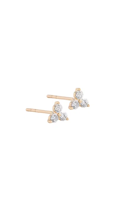 Italic 14k Solid Gold Diamond Triplet Studs