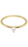 Italic 14k Solid Gold Pearl Slim Stacker Ring