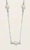 Italic 14k Solid Gold Petite Cultured Pearl Station Necklace