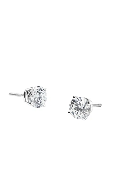 Italic 18k Solid White Gold Dalton Diamond Solitaire Studs