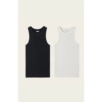 Italic 2-pack Marcella Featherlight Cashmere Ribbed Tank Tops In Multi