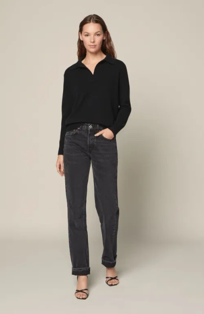 Italic Camila Airy Cashmere Collared Sweater In Black