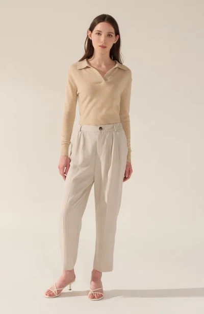 Italic Camila Airy Cashmere Collared Sweater In Cinnamon