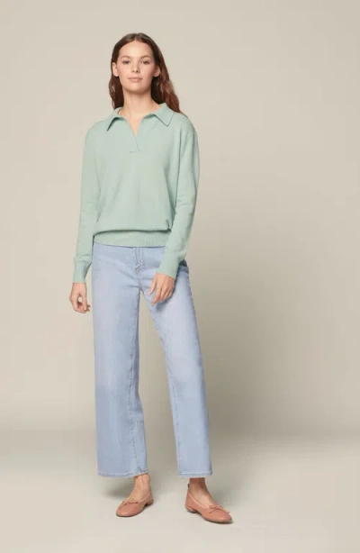 Italic Camila Airy Cashmere Collared Sweater In Sage