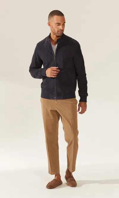 Italic Chase Suede Bomber Jacket In Blue