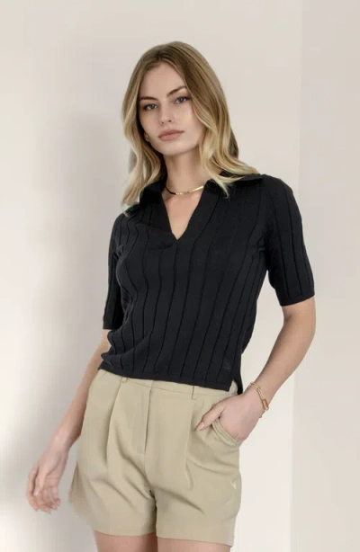Italic Elise Featherlight Polo Shirt In Black