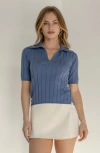 Italic Elise Featherlight Polo Shirt In Cornflower