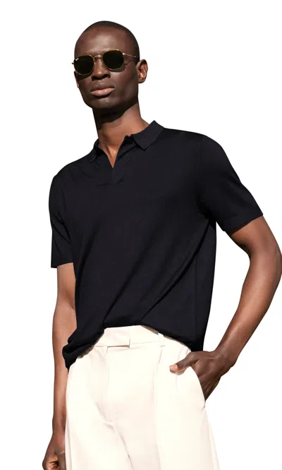 Italic Elliot Featherlight Short Sleeve Polo In Black