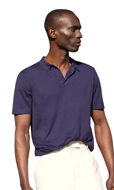 Italic Elliot Featherlight Short Sleeve Polo In Blue