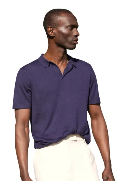 Italic Elliot Featherlight Short Sleeve Polo Shirt In Navy