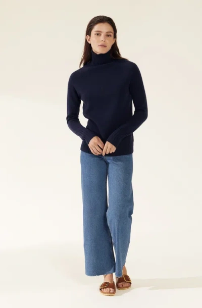 Italic Emma Cashmere Relaxed Turtleneck Sweater In Navy