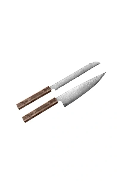 Italic Kumo Chef Knife And Bread Knife Set In Stabilized Maple