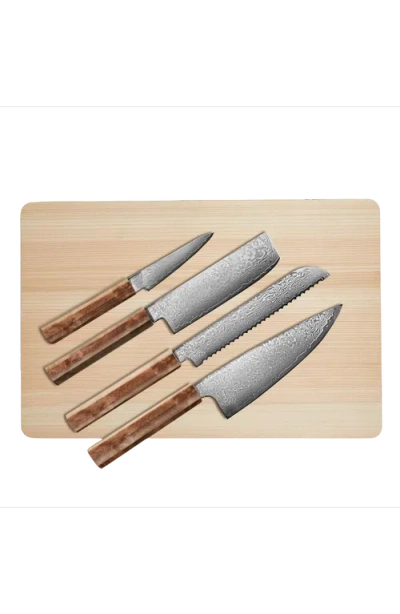 Italic Kumo Knife Set With Cutting Board In Stabilized Maple