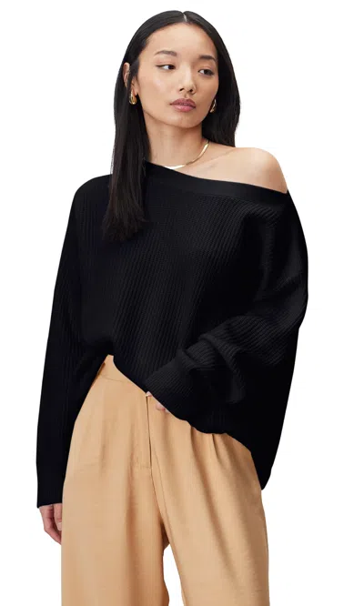 Italic Lila Chunky Cashmere Boatneck In Black