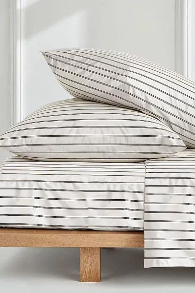 Italic Luxe Australian Sateen Pillowcase Set In Black Mini Stripes At Urban Outfitters In White