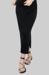 Italic Mia Featherlight Ribbed Midi Skirt In Black
