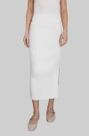 Italic Mia Featherlight Ribbed Midi Skirt In Ecru