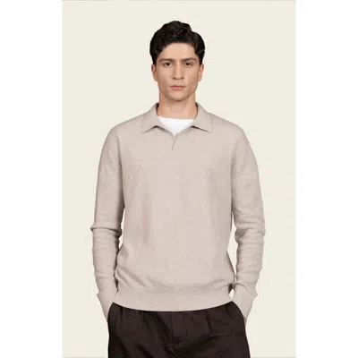 Italic Olivier Birdseye Cashmere Long Sleeve Polo In Brown