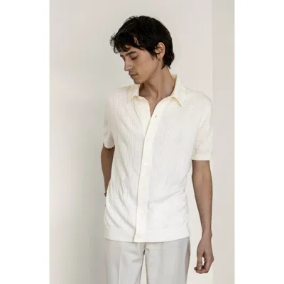 Italic Pierre Featherlight Button Down Shirt In Ecru