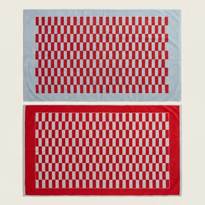 Italic Pietra Bath Sheet - Set Of Two - Neutrals In Red