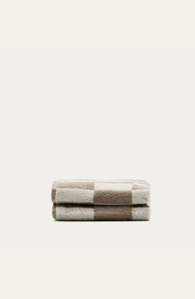 Italic Pietra Washcloths Set In Brown
