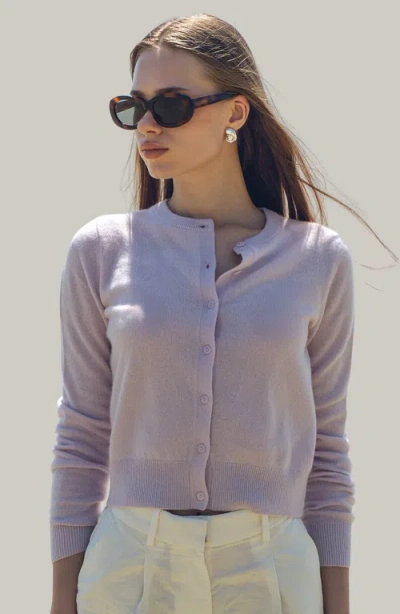 Italic Sadie Cashmere Crew Cardigan In Purple