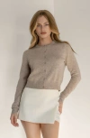 Italic Sadie Cashmere Crew Cardigan In Gray