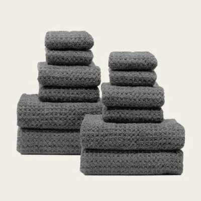 Italic Sedona Waffle Towels In Gray