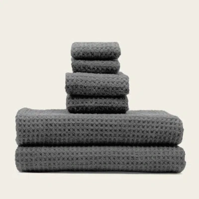 Italic Sedona Waffle Towels In Gray