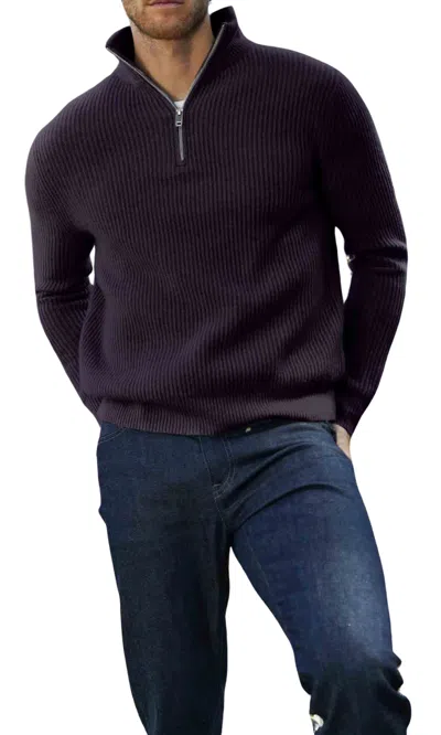 Italic Shane Chunky Cashmere Quarter Zip Pullover In Blue