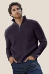 Italic Shane Chunky Cashmere Quarter Zip Pullover In Navy