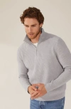 Italic Shane Chunky Cashmere Quarter Zip Pullover In Pebble Grey