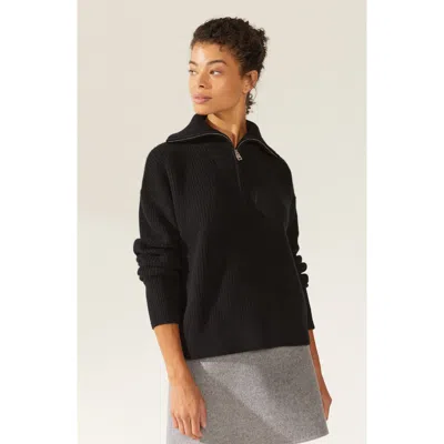 Italic Sophia Cashmere Quarter Zip Pullover In Black