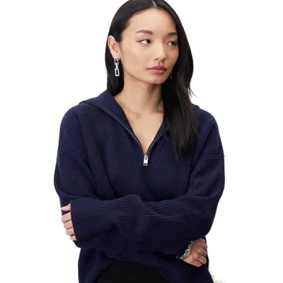 Italic Sophia Cashmere Quarter Zip Pullover In Black